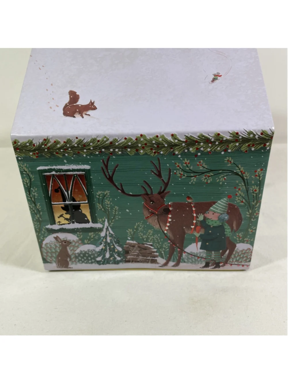 M&S Empty Musical Light Up Animated Christmas Metal Tin House Santa's Workshop